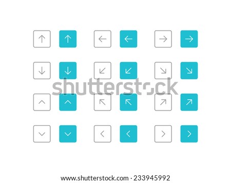 Arrows rounded buttons set for web, site, mobile, application. Vector illustration. Simple flat metro style