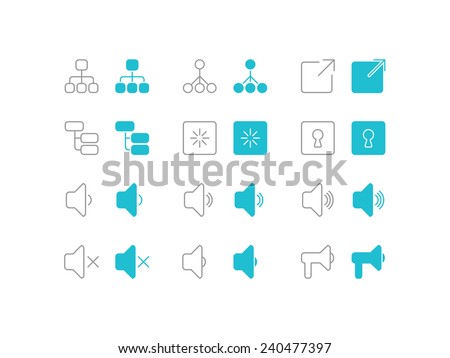 Diagram and graphs icons set in flat and line style
