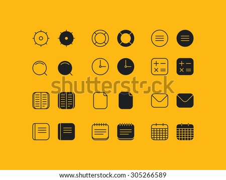Set of toolbar icons in flat and line style