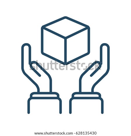 Human Hands Holding Cube vector icon in meaning Product