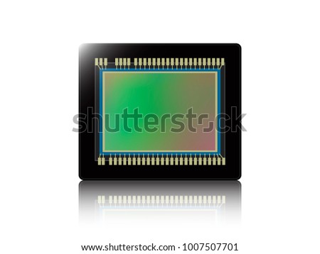 digital camera sensor with reflection on white isolated background. Vector illustration