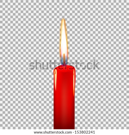 Burning candle on a transparent background