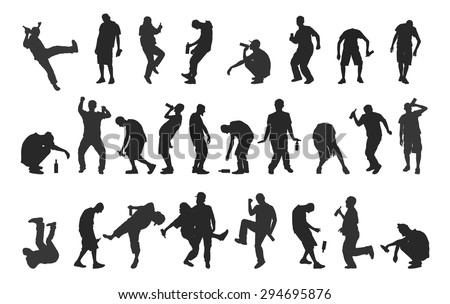 Silhouettes of drunk people