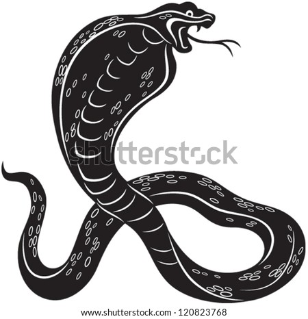 Vector Illustration Of A Cobra Snake, Black And White Style - 120823768 ...