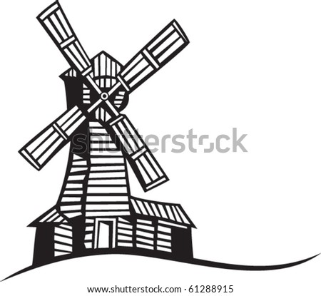 Silhouette Of Mill Stock Vector Illustration 61288915 : Shutterstock