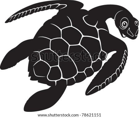 Cartoon Black Turtle Stock Vector Illustration 78621151 : Shutterstock