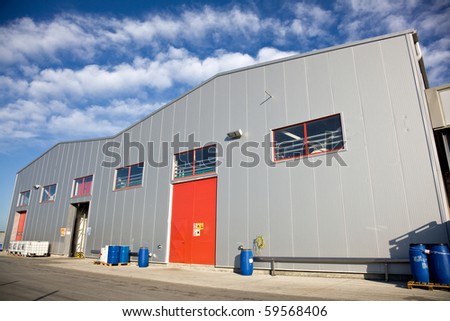 Commercial Property,industrial units with blue sky.