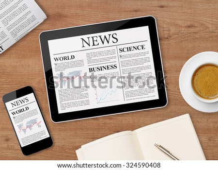 News page on tablet and mobile phone