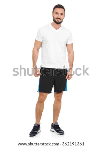 Similar – Image, Stock Photo Ethnic sportsman standing and looking at camera on street