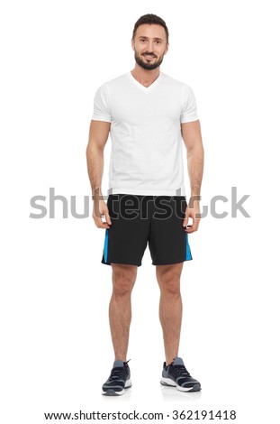 Similar – Image, Stock Photo Ethnic sportsman standing and looking at camera on street