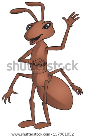 Cute Ant Cartoon Waving Stock Vector Illustration 157981052 : Shutterstock