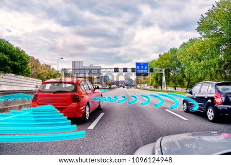 concept of a self-driving modern car ,  3d illustration Imagine de stoc © 