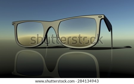 dark sun glasses on  a back ground
