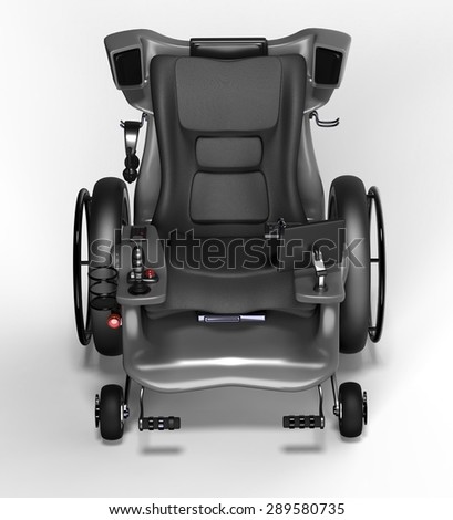 high tech electric wheelchair isolated on a white background.