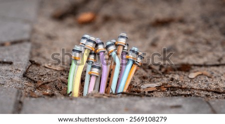 Similar – Image, Stock Photo Cables come out of the ground