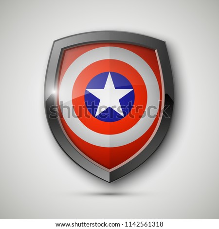 Protect captain guard shield concept. Safety badge america color icon. Privacy captain banner shield . Security bright america label. Presentation captain sticker shape. defense safeguard shield sign