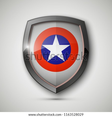 Protect captain guard shield concept. Safety badge america color icon. Privacy captain banner shield . Security bright america label. Presentation captain sticker shape. defense safeguard shield sign