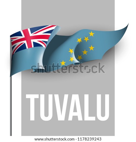 3d illustration festive banner with state flag of The Republic of Tuvalu. Card with flag and coat of arms Happy Republic of Tuvalu Day 2018. picture banner October 1 of foundation day