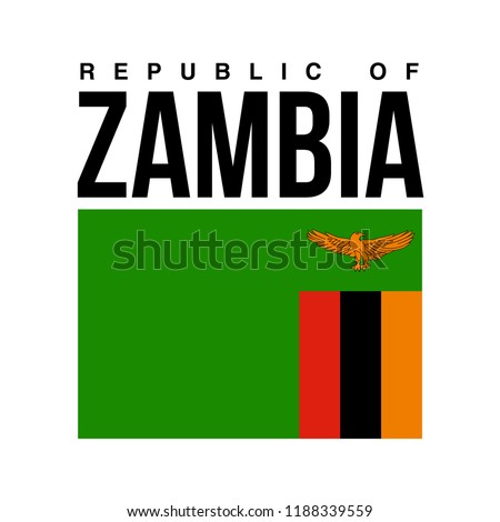 illustration festive banner with state flag of The Republic of Zambia. Card with flag and coat of arms Happy Republic of Zambia Day 2018. picture banner October 24 of foundation day