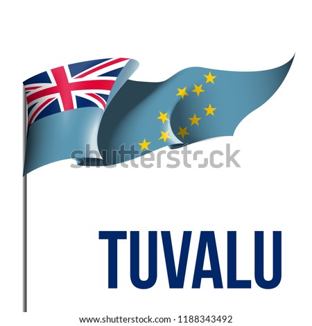 illustration festive banner with state flag of The Republic of Tuvalu. Card with flag and coat of arms Happy Republic of Tuvalu Day 2018. picture banner October 1 of foundation day