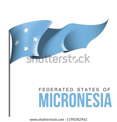 illustration festive banner with flag of The Federated states of Micronesia. Card with flag and coat of arms Happy Federated states of Micronesia Day 2018. picture banner november 3 of foundation day