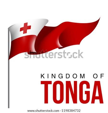 illustration festive banner with flag of The Kingdom of Tonga. Card with flag and coat of arms Happy The Kingdom of Tonga Day 2018. picture banner november 4 of foundation day