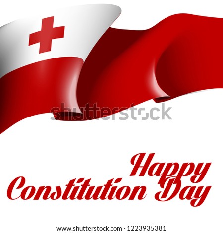 illustration festive banner with flag of The Kingdom of Tonga. Card with flag and coat of arms Happy The Kingdom of Tonga Day 2018. picture banner november 4 of foundation day