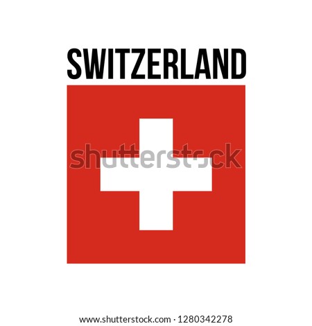 illustration festive banner with state flag of Confederation Switzerland. Card with flag and coat of arms Happy Swiss Confederation Day 2019. picture banner august 1 of foundation day