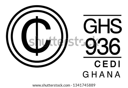 C, GHS, 936, Cedi, Ghana Banking Currency icon typography logo banner set isolated on background. Abstract concept graphic element. Collection of currency symbols ISO 4217 signs used in country