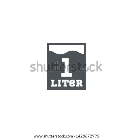 1 Liter l sign (l-mark) estimated volumes milliliters (ml) Vector symbol packaging, labels used for prepacked foods, drinks different liters and milliliters. 1 litre vol single icon isolated on white.