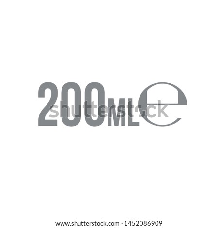 Liter l sign (l-mark) estimated volumes 200 milliliters (ml) Vector symbol packaging, labels used for prepacked foods, drinks different liters and milliliters. 200 ml vol single icon isolated on white
