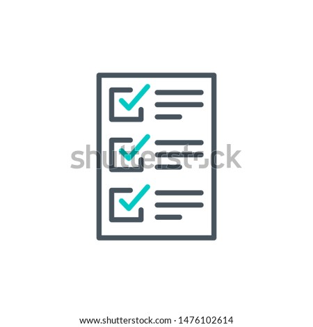 list document outline flat icon. Single high quality outline logo symbol for web design or mobile app. Thin line sign for design logo. Black and blue icon pictogram isolated on white background
