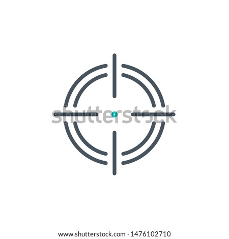 aim right on target outline flat icon. Single high quality outline logo symbol for web design or mobile app. Thin line sign design logo. Black and blue icon pictogram isolated on white background