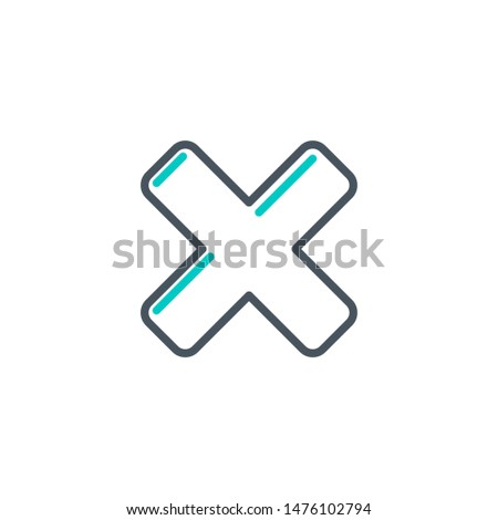 close X error outline flat icon. Single high quality outline logo symbol for web design or mobile app. Thin line sign design logo. Black and blue icon pictogram isolated on white background
