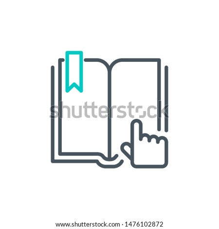 User's Manual book outline flat icon. Single high quality outline logo for web design or mobile app. Thin line sign design logo guide book. Black and blue icon pictogram isolated on white background