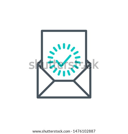 send letter on e-mail outline flat icon. Single high quality outline logo symbol for web design or mobile app. Thin line send mail logo. Black and blue icon pictogram isolated on white background