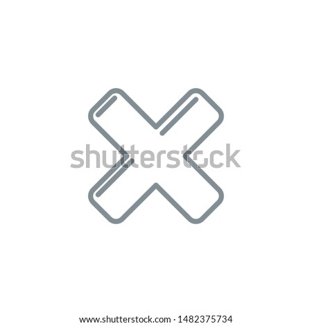 close X error outline flat icon. Single high quality outline logo symbol for web design or mobile app. Thin line sign design logo. gray icon pictogram isolated on white background