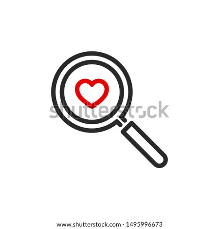 medical examination health with magnifier glass outline flat icon. Single quality outline logo search symbol for web design mobile app. Thin line design logo sign. Loupe lens icon isolated on white