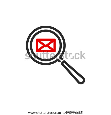 mail letter envelope with magnifier glass outline flat icon. Single quality outline logo search symbol for web design mobile app. Thin line design logo sign. Loupe lens icon isolated white background