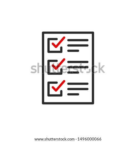 list document outline flat icon. Single high quality outline logo symbol for web design or mobile app. Thin line sign for design logo. Black and red icon pictogram isolated on white background