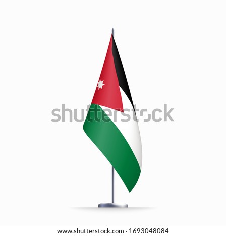 Jordan flag state symbol isolated on background national banner. Greeting card National Independence Day of the Hashemite Kingdom of Jordan. Illustration banner with realistic state flag.