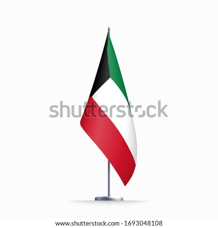 Kuwait flag state symbol isolated on background national banner. Greeting card National Independence Day of the State of Kuwait. Illustration banner with realistic state flag.