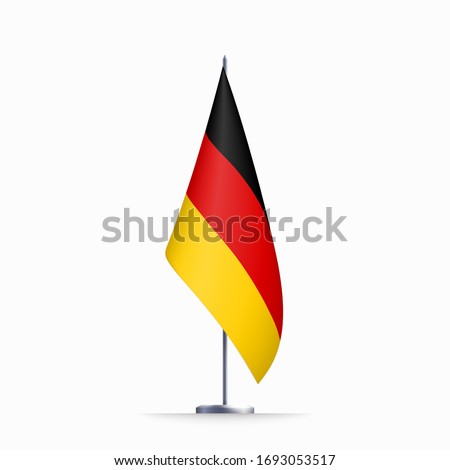 Germany flag state symbol isolated on background national banner. Greeting card National Independence Day of the Federal Republic of Germany. Illustration banner with realistic state flag of FRG.