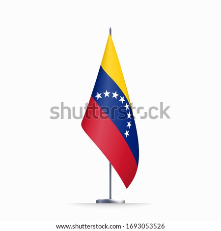 Venezuela flag state symbol isolated on background national banner. Greeting card National Independence Day of the Bolivarian Republic of Venezuela. Illustration banner with realistic state flag.