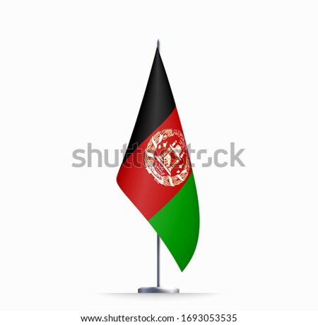 Afghanistan flag state symbol isolated on background national banner. Greeting card National Independence Day of the Islamic Republic of Afghanistan. Illustration banner with realistic state flag.