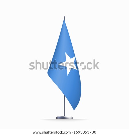 Somalia flag state symbol isolated on background national banner. Greeting card National Independence Day of the Federal Republic of Somalia. Illustration banner with realistic state flag.