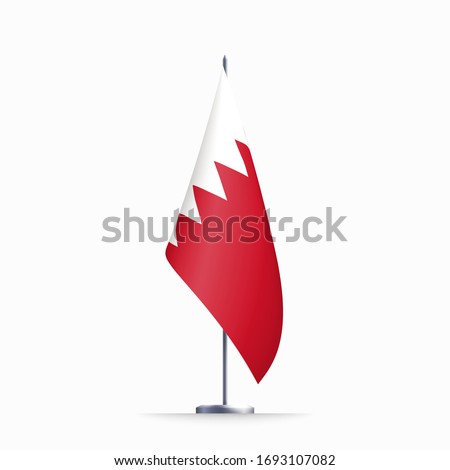 Bahrain flag state symbol isolated on background national banner. Greeting card National Independence Day of the kingdom of Bahrain. Illustration banner with realistic state flag.