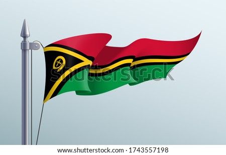 Vanuatu flag state symbol isolated on background national banner. Greeting card National Independence Day of the Republic of Vanuatu. Illustration banner with realistic state flag.