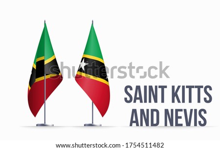 Saint Kitts and Nevis flag state symbol isolated on background national banner. Greeting card National Independence Day of the Federation Saint Christopher and Nevis. banner with realistic state flag.