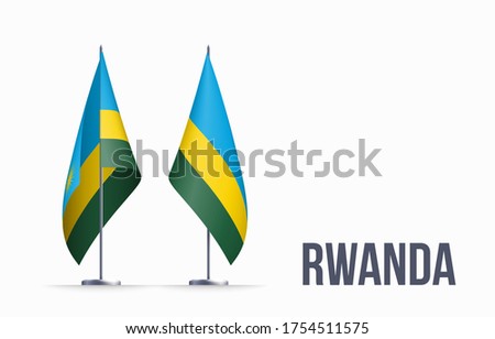 Rwanda flag state symbol isolated on background national banner. Greeting card National Independence Day of the Republic of Rwanda. Illustration banner with realistic state flag.